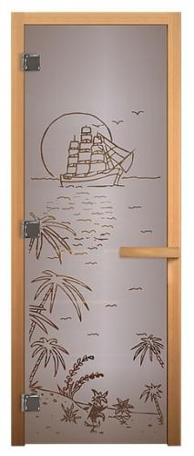 Дверь для бани Сатин Матовая "ЛАГУНА" 1900х700мм (8мм, 3 петли 710) (Магнит) (ОСИНА) левая