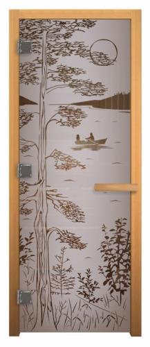 Дверь для бани Сатин Матовая "ТАЙГА" 1900х700мм (8мм, 3 петли 710) (Магнит) (ОСИНА) (левая)